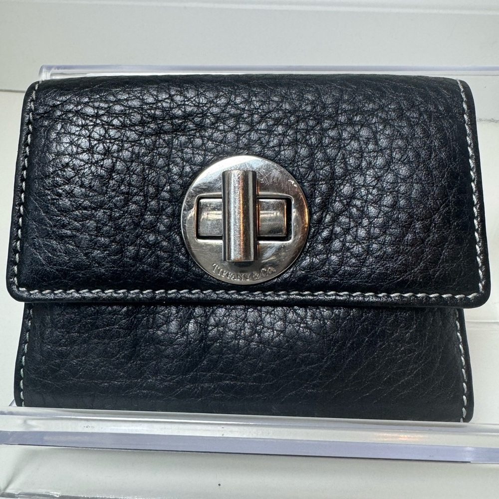 Tiffany & Co. Black Business Card Holder Leather